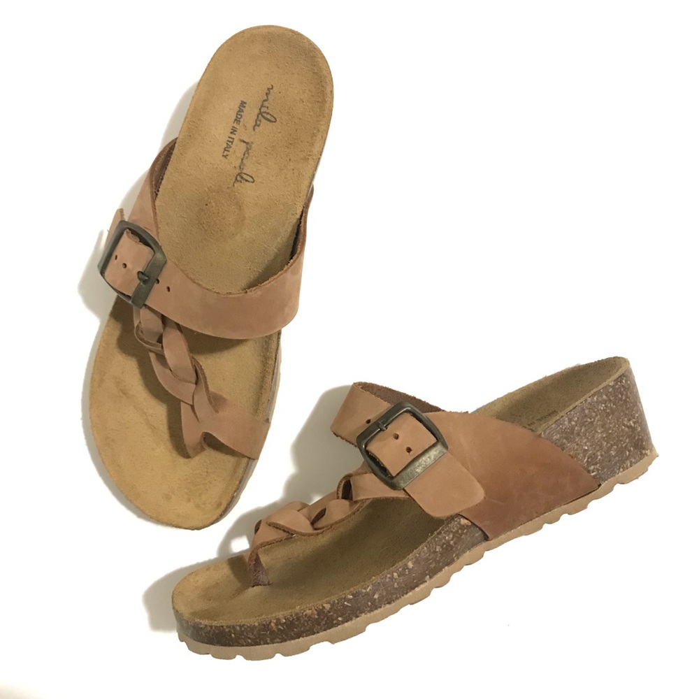 NEW Mila Paoli Braided Sandal Suede Small Wedge